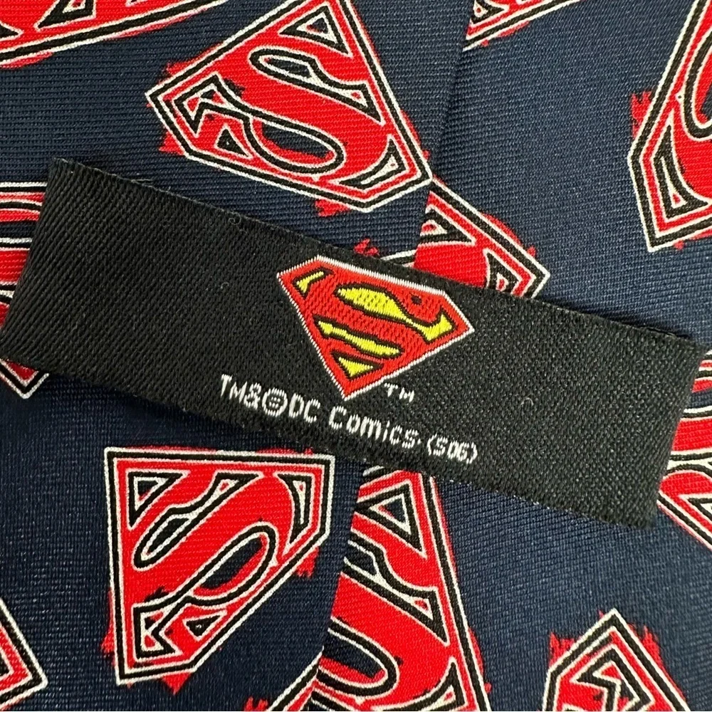 OFFICIAL DC Comics Superman Big S Superhero Novelty Necktie Tie Vintage Navy Red